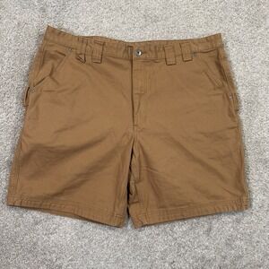Duluth Trading Co Flex Fire Hose Canvas Carpenter Shorts Brown Mens 44 Workwear